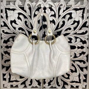 Kenneth Cole New York Leather Satchel Handbag Bone